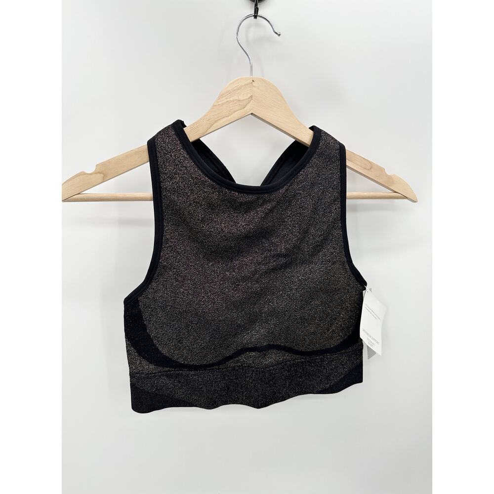 Victoria's Secret Black Shimmer High Neck‎ Sports Bra Women Size M Seamless AD16